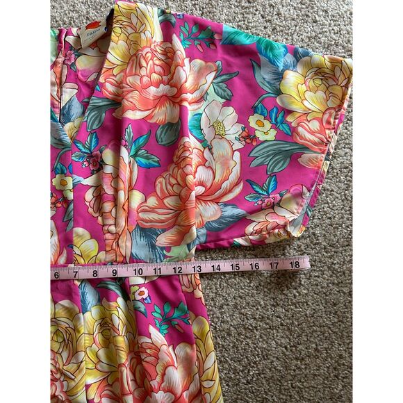 Farm Rio Anthropologie Eulalie Wide-Leg Jumpsuit size XS pink floral spring - Picture 12 of 12